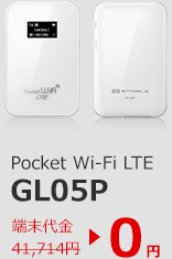 Pocket Wi-Fi LTE GL05P 端末代金0円