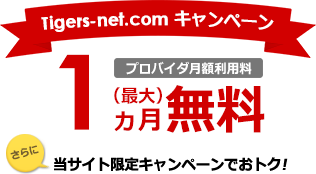 プロバイダ月額利用料 最大1ヵ月無料 さらに当サイト限定キャンペーンでおトク!
